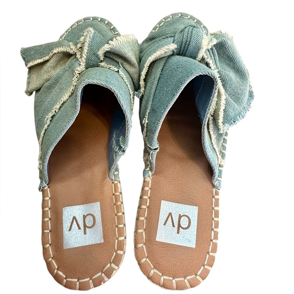 Dolce Vita DV Blue Denim Knotted Bow Espadrille Slide Slip On Women's Size 7.5‌ - Picture 3 of 10